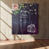 ウェディング フォトブース 背景 シックな花飾り メイソンジャー タペストリー