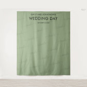 ウェディング フォトブース 背景 タイポグラフィー サージグリーン タペストリー (正面)