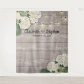 ウェディング フォトブース 背景 ハイドランジア ライト 木 タペストリー (正面)