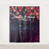 ウェディング フォトブース 背景 花のストリング ライト タペストリー (正面)