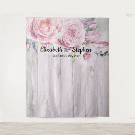 ウェディング フォトブース 背景 花 農村風 木製 タペストリー