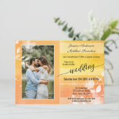 ウェディング フォト カラー ストライプ 後 招待状 (スタンド正面)