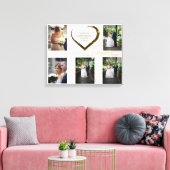 ウェディング フォト コラージュ ラスティック シンプル ハート 引用 キャンバスプリント (インサイチュ (リビング))