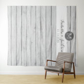 ウェディング フォト ブック - ラスティック ホワイト ウッド シップラップ タペストリー (インサイチュ(横))