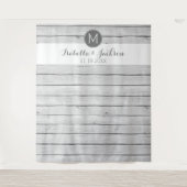 ウェディング フォト ブック - ラスティック ホワイト ウッド シップラップ タペストリー (正面)