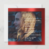 ウェディング フォト 卒業 誕生日 ルビー レッド メタリック 招待状 (正面)