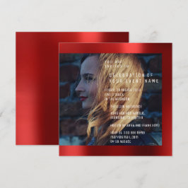 ウェディング フォト 卒業 誕生日 ルビー レッド メタリック 招待状