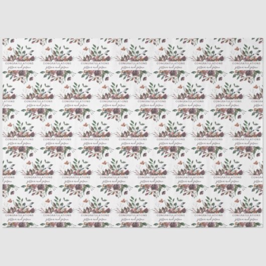 ウェディング フラワーチェックのティッシュペーパー 薄葉紙 (正面)