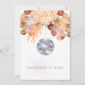 ウェディング フローラル ディスコ ボール エレガント シック 招待状 (裏面)