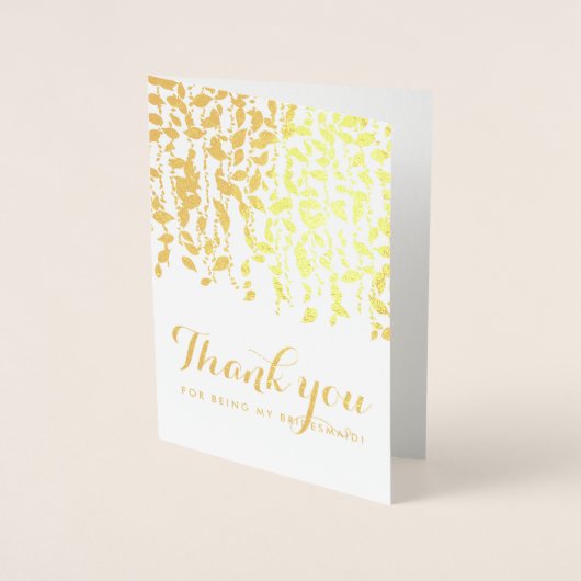 ウェディング ブライズメイド 感謝 花嫁 ゴールド グリーン 箔カード (正面)