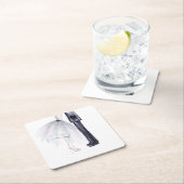 ウェディング・ブライズ＆グルームのダンス・ウォーターカラーコースター スクエアペーパーコースター (インサイチュ)