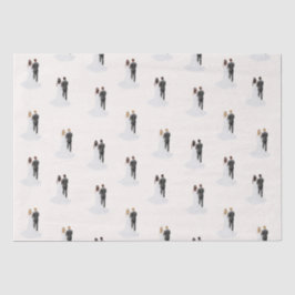 ウェディング ブライダルシャワー 水彩画の新郎新婦 薄葉紙