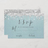 ウェディング ブライダルシャワー 灰色 銀の水滴 出欠カード (正面/裏面)