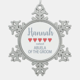 ウェディング&ブライダルパーティー 5 ハート 花嫁の祖母(新婦側の祖母) スノーフレークピューターオーナメント