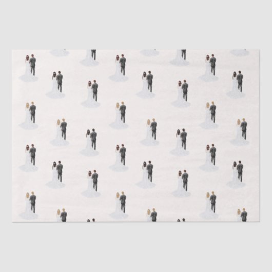 ウェディング ブライダル シャワー 水彩画の新郎新婦 薄葉紙 (正面)