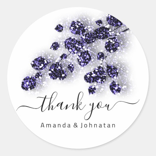 ウェディング ブライダル スイート16 サラサ フラワー ホワイト ブルー ネイビー ラウンドシール (正面)