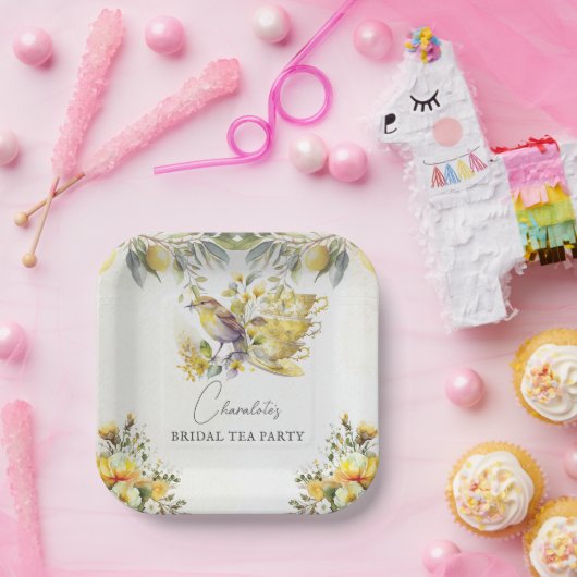 ウェディング ブライダル ティー ヴィンテージ パーティー レモン ペーパープレート (パーティー)