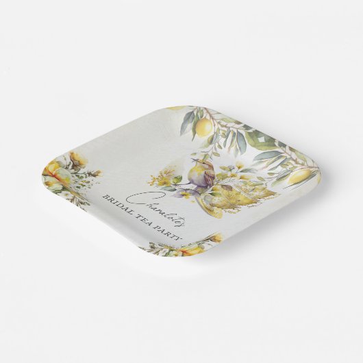 ウェディング ブライダル ティー ヴィンテージ パーティー レモン ペーパープレート (傾斜あり)