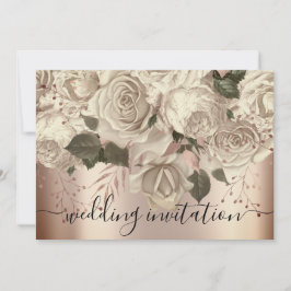 ウェディング ブライダル ローズ セピア イエローローズ 花輪 招待状