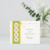 ウェディング ブライドのためのグリーンイエロー デイジー レシピ カード (スタンド正面)