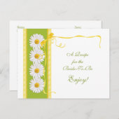 ウェディング ブライドのためのグリーンイエロー デイジー レシピ カード (正面/裏面)