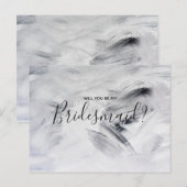 ウェディング ブライドメイド | 白いアートの筆跡 インビテーションポストカード (正面/裏面)
