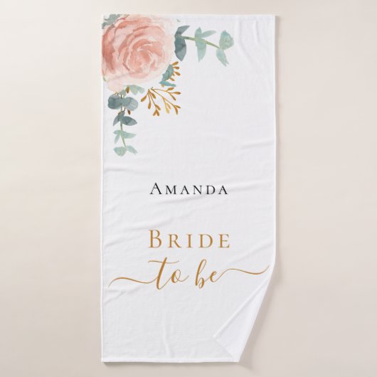 ウェディング ブライド ローズゴールド フラワー ユーカリ バチェロレッテ バスタオルセット (バスタオル)