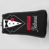 ウェディング ブラックタイ タキシード, 赤いバラ, オーダーメイド可能 ゴルフヘッドカバー (正面)