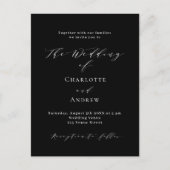 ウェディング ブラック ホワイト クラシック フォーマル モダン インビテーションポストカード (正面)