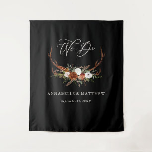 ウェディング ブラック ラスティック スタッグ フローラル パーティー デコレーション タペストリー