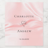 ウェディング ブラッシュピンク シルク サテン 名前 ワインラベル (シングルラベル)