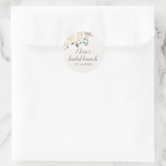 ウェディング ブランケット 夢のような白い花のステッカー ラウンドシール (バッグ)
