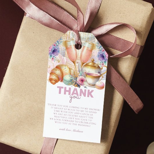 ウェディング ブランシュ パステル ピンク グリッター ゴールド ギフトタグ