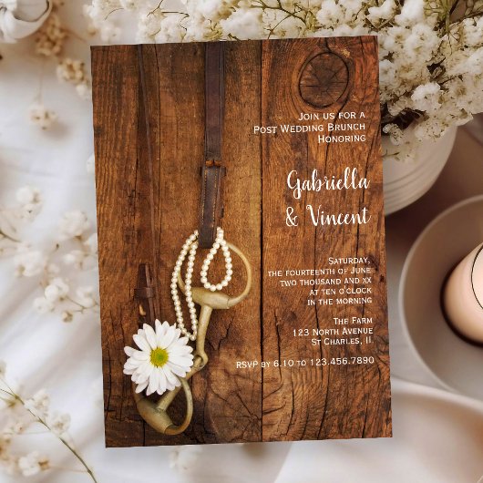 ウェディング ブランシュ 白いデイジー 馬のビット ウエスタン ポスト 結婚式翌日の朝食 招待状