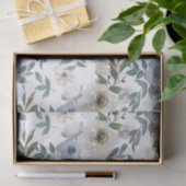 ウェディング ブルーとホワイトの水彩ローズ 薄葉紙 (ギフト)