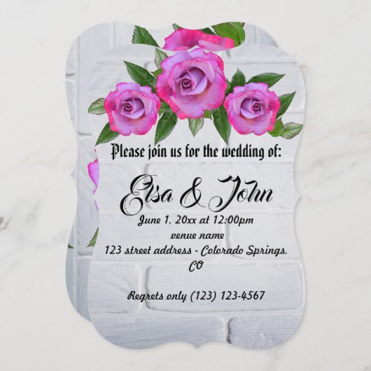 ウェディング ブルーム ローズ ロマンティック デスティニー デスティニー 招待状 (正面/裏面)