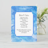 ウェディング ブルー ウォーターカラー アブストラクト 招待状 (スタンド正面)