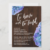 ウェディング ブルー ハイドランジア - 永遠の愛 招待状 (正面)