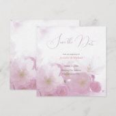 ウェディング プロフェッショナル ミニマリスト かわいい フラワー セーブザデート (正面/裏面)