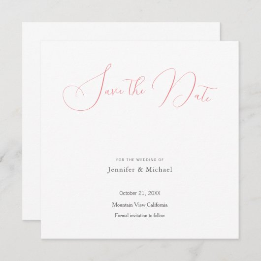 ウェディング プロフェッショナル ミニマリスト キュート セーブ・ザ・デート 招待状 (正面/裏面)