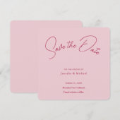 ウェディング プロフェッショナル ミニマリスト プレーン モダン ローズ セーブザデート (正面/裏面)