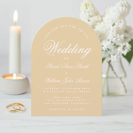 ウェディング ベージュ アーチ モダン シンプル カリグラフィー 招待状