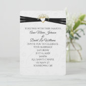 ウェディング ホワイト エンボス加工 フラワー ハート 招待状 (スタンド正面)