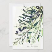 ウェディング ボタニカル イタリアン グリーン オリーブ ブランチ 招待状 (裏面)
