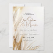 ウェディング |ボヘエレガントミアンフローラ金ゴールドパンパ 招待状 (正面)