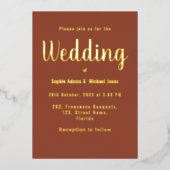 ウェディング ボヘミア ブラウン テラコッタ ゴールド 箔招待状 (正面)