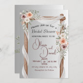 ウェディング ボーホー ピンク ピオニー アーチ フレーム 招待状 (正面/裏面)