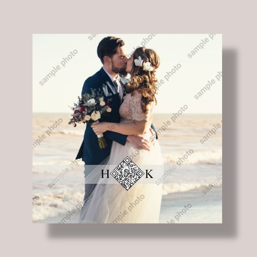 ウェディング ポートレート | モノグラム QR コード フォトプラーク