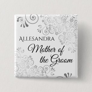 ウェディング・マザー・オブ・ザ・グルーム名札 シルバーフリル 缶バッジ