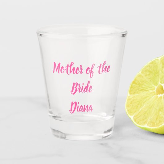ウェディング・マザー・オブ・ザ・ブライド ピンク カスタムネーム ギフト ウェディング ショットグラス (正面)